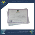 Certificado antifalsificación con impresión de logotipo UV